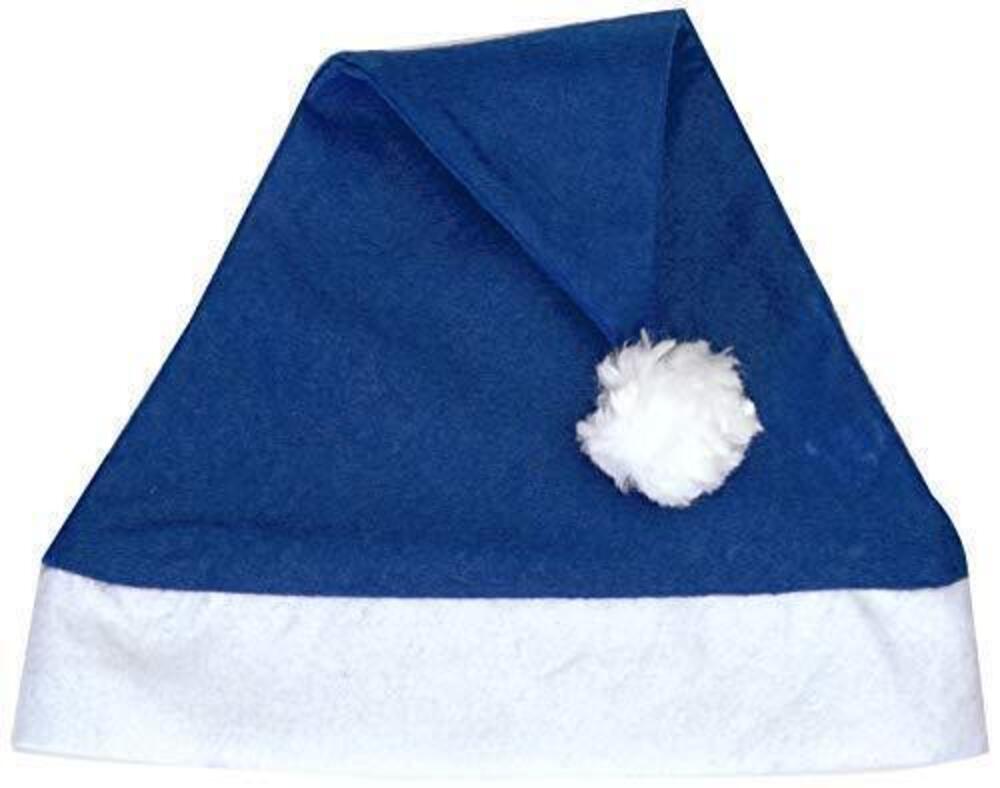 9094 12 Bulk Blue and White Santa Christmas Hats - Adult Sized and Perfect